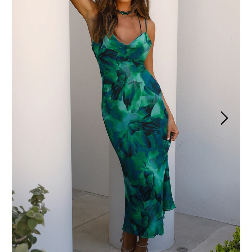 JLo Inspired Green Slip Dress